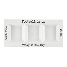 47th & Main Football Themed Ceramic Serveware, Condiment Platter, Football Is On