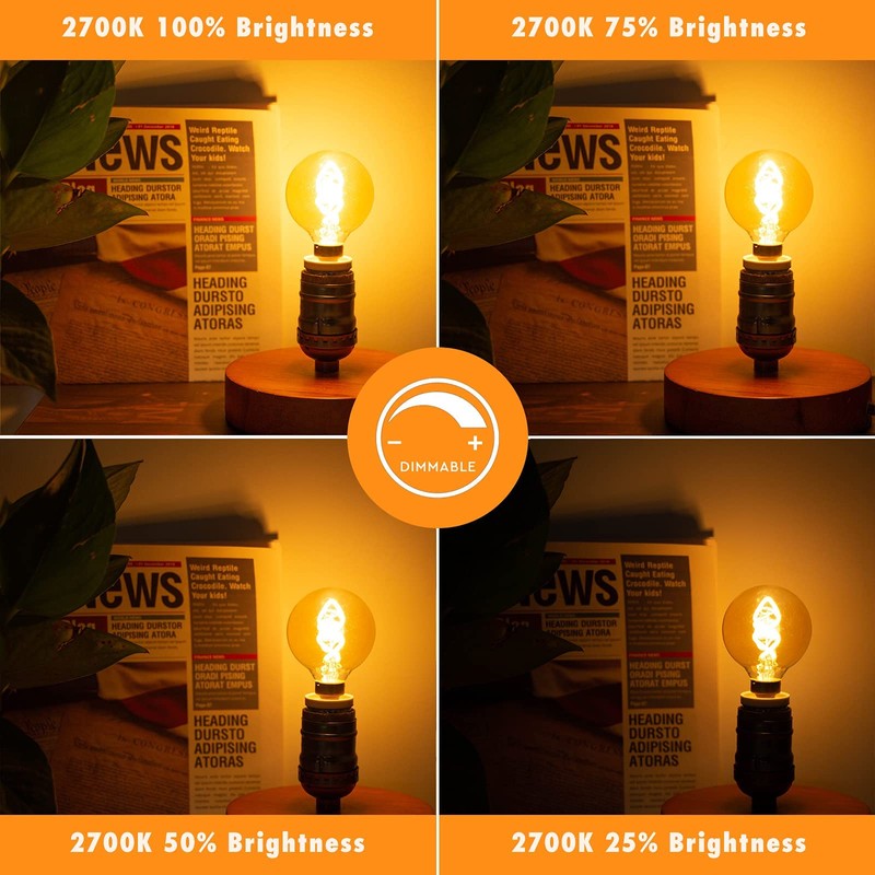 E12 Décor Globe g16.5 Candelabra Light Bulb 4W Dimmable ,