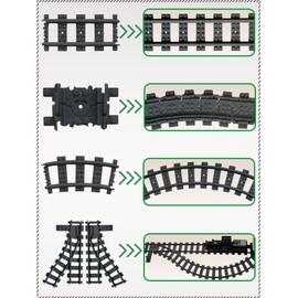 Happyxm Building Blocks Train Rails Set, 40 Pieces City Railway Rails for Train, City Expansion Set Tracks Compatible with the Market Leader, Expansion Set for Children, Toy Railway Rails Set