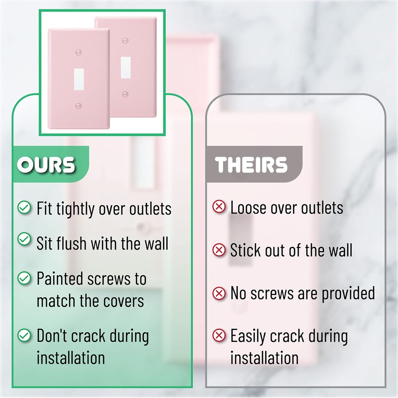 Bates- Light Switch Plates, 2 Pack, Pink Light Switch Cover