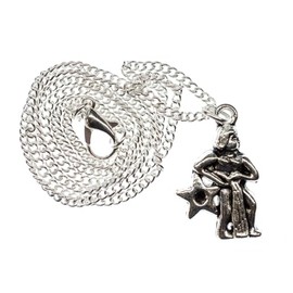 Miniblings Aquarius Necklace 45 cm Zodiac Sign Horoscope Star – Handmade Fashion Jewellery – Link Chain Silver-Plated, Metal