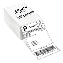 Qiliwiki Thermal Labels 4x6, Pack of 500 Thermal Labels Fanfold, Suitable for Most Thermal Label Printers, Commercial Grade Postage Labels, 1 Stack