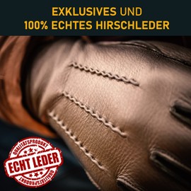 Royal Phoenix® Men's Leather Gloves - Soft Deerskin Gloves Lined with Cashmere - Leather Gloves Men - Winter Gloves Men Made of Leather, brown