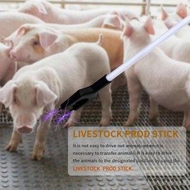 LeadSeals Electric Livestock Prod Rechargeable Cattle Prod Stick with LED Light Waterproof Animal Stock Prod Shock for Cattles Pigs Sheeps Dogs (105cm/41.3")