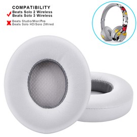 Professional Replacement Ear Pads,Earpads Compatible with Beats Solo 2 & Solo 3 Wireless On-Ear Headphones,Soft Protein Leather,Noise Isolation Memory Foam,Strong Adhesive Tape,2 Pieces