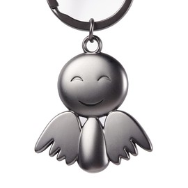 Angel Of Smile,Metal Keychain,Car Key Pendant,Key Chain Charm,A Gift To Comfort And Encourage Hope And Healing., Dark Silver, Small
