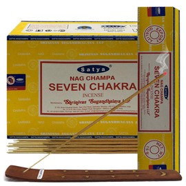 Seven Chakra Incense Sticks and Incense Stick Holder Bundle Insence Insense Satya Incense