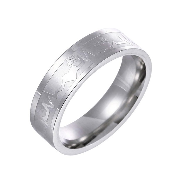 Crymystal Titanium Steel Heartbeat Couple Ring I Love You Promise