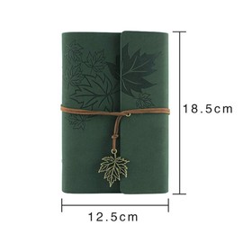 Powertool A6 Vintage PU Leather Journal Journal Leaf Classic Embossed with Retro Pendants Refillable Travel Journal (1 Piece, Green)