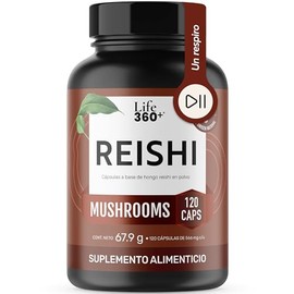 LIFE 360+ Reishi Extracto Puro de Hongo | 120 cápsulas | 1232mg por porción