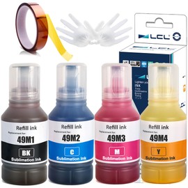 LCL Compatible 4x140ml T49M Autofill Sublimation Ink Replacement for SureColor F170 F570 Dye-Sublimation Printer (T49M1 T49M2 T49M3 T49M4 4-Pack)