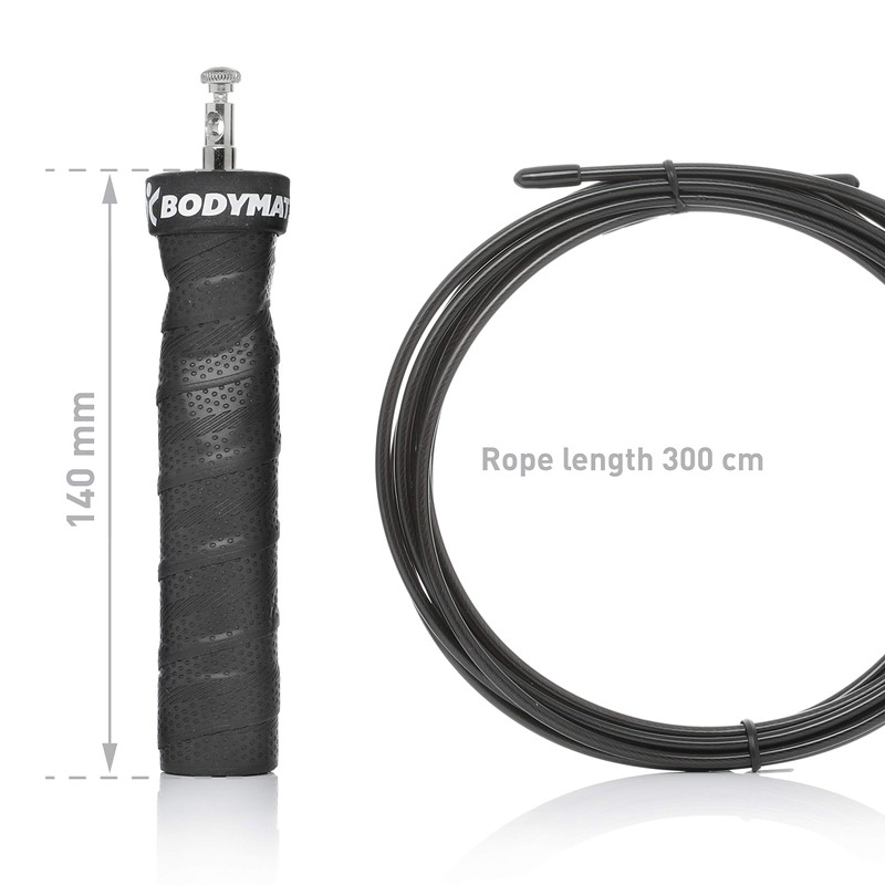 BODYMATE Universal Skipping Rope with Non-Slip Handles Including Two Adjustable