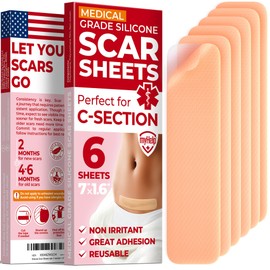 MYHELP Medical Grade Silicone Scar Sheets - 6pk (7”x1.6”) - Visible Difference on C-Section Scars - Reusable Silicone Sheets for Scars - Easy to Use C Section Scar Silicone Strips