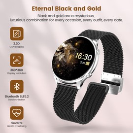elfofle Smart Watches for Women，1.39" Fitness Tracker with Answer/Make Calls/Sleep Monitor/IP67 Waterproof /120 Sport Mode/Sleep Monitor Watch for Android iOS (Black Sliver)