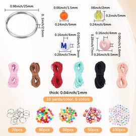 SUNNYCLUE 1 Box DIY 20 Sets Keychain Diy Kit Flat Alphabet Beads Plastic Acrylic Transparent Assortment Flat Round Letters Heart Shape Bead Key Ring Kit for Jewellery Making Teacher Day Gifts