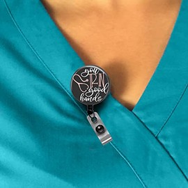 You RN Good Hands RN Nurse Badge Reel, Registered Nurse Badge Clip, Nurse ID Badge Holder, Registered Nurses Week Gifts, Nurse Appreciation