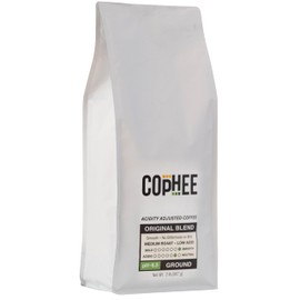 Low Acid Coffee – Original Blend – Bulk Pack – Ground Medium Roast – Smooth Non-GMO Arabica Coffee – Electrolyte Infused for Sensitive Stomachs, Acid Reflux, and Heartburn ~pH 6.5 – 32 oz Original by COpHEE