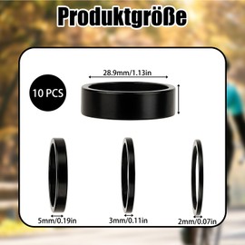 10 Stück Spacer Fahrrad, Spacer 1 1/8 Zoll, 2 3 5 10mm Aluminium Lenker, Platte Spacer Fahrrad Ahead Kappe Fahrradlenker Erhöhung Lenkererhöhung Vorbau Set Lenker, Spacer Fahrrad