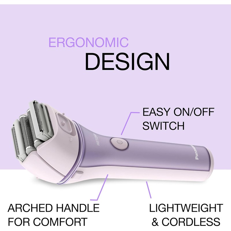 Panasonic Electric Shaver for Women, Cordless 4-Blade Shaver, Bikini Attachment,