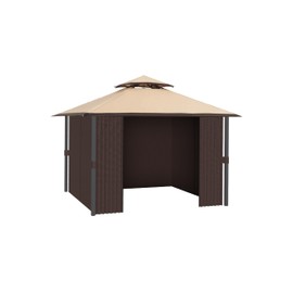 Gazebo Curtains Outdoor Waterproof, Curtain Replacement Universal 4-Panel Sidewalls, Universal Replacement Privacy Curtain Sidewalls with Zipper for Garden Patio Yard (Only Curtains) (10x12ft, Brown)