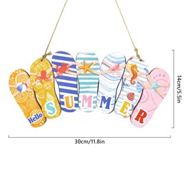 Hawaiian Party Decorations, Hello Summer Hanging Door Sign Beach Wooden Welcome Sign Wooden Summer Home Decor With Ropes for Beach Theme Indoor Outdoor Garden Yard A4XTG