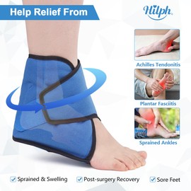 Hilph Ankle Ice Pack for Plantar Fasciitis & Sprained, Reusable Cold Pack Wrap for Ankle Injuries, Hot Cold Therapy Ankle Ice Wrap for Injuries Swelling, Achilles Tendonitis (Blue)