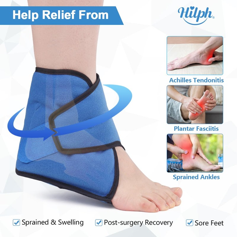 Hilph Ankle Ice Pack for Plantar Fasciitis & Sprained, Reusable