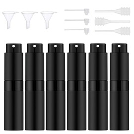6PCS Mini Atomizador, Botellas Atomizadoras Rellenables, Atomizador Portátiles de Bolsillo Rellenables de Viaje 8ML, Diseño para Hombre y Mujer, Perfecto para Viajes, Trabajo y Uso Diario (Negro)