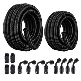 EVIL ENERGY 2 in 1 Kit 6AN 8AN Fuel Line Kit, 6AN 8AN Hose Nylon Braided Fuel Line Hose Fitting Kit CPE 10FT