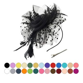 BrightGlow Women's Fascinators Hat Vintage Veil Hat Pillbox Hat with Headband and Clip Tea Party Headpiece Elegant Bridal Headpiece Fascinator Hats for Party, Mauve#19, Unit size