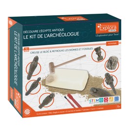 EXPLORA - Mumien und Fossilien - Archäologen-Set - 542221 - Ausgrabungs-Gips - Entdeckungs-Set - Altes Ägypten - Kinderspiel - Wissenschaftlich - Bildend - Abenteuer - Spaß - Ab 5 Jahren