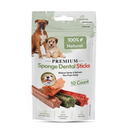 ReThink Pet Premium Sponge Dental Sticks for Dogs of All Ages, Natural Dog Teeth Cleaning and Bad Breath Sticks That Removes Tartar and Plaque, 10 Counts