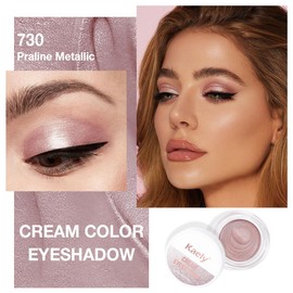 Cream Single Eyeshadow Makeup, Praline Metallic Glitter Shimmer Eyeshadow, Waterproof Natural Mini Eyeshadow Brightener, sombras en crema para ojos, Blendable, Talc, Paraben & Cruelty Free, 730
