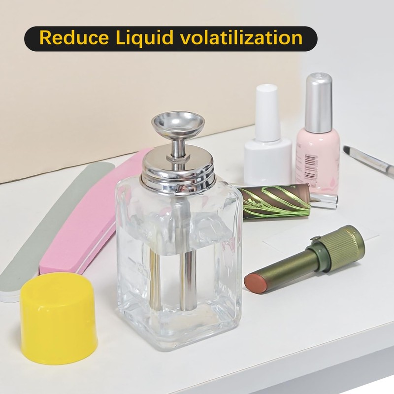 6oz / 180ml Glass Dispenser, Push Down Acetone Pump