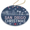San Diego Christmas Round Ceramic Ornament 3 inches Featuring Skyline,