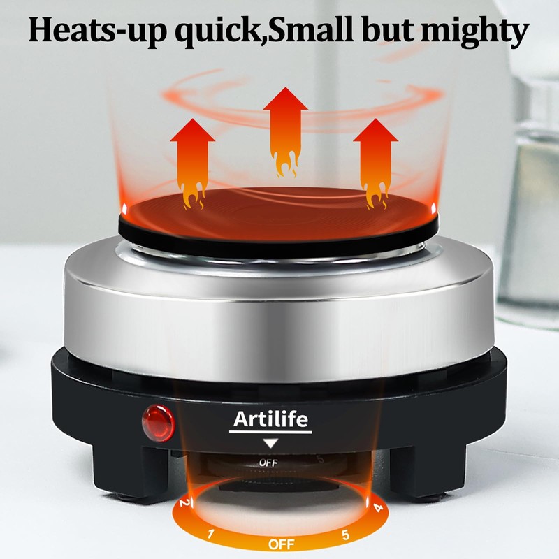 Artilife 500W Small Hot Plate Mini Hot Plate,500w Small Electric