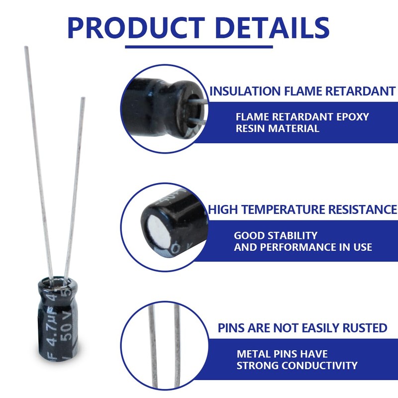 Innfeeltech Electrolytic Capacitors 4.7uF 50V Aluminium Radial Electrolytic Capacitors Pack