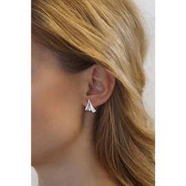 SILVEGO Women's Earrings 925 Sterling Silver Triangle Shape with Clear Zirconia, Silver, Cubic Zirconia