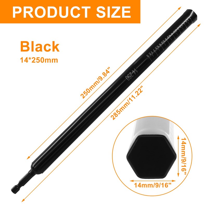 vibedor 10" Power Nut Driver, 9/16"(14mm) Hollow Socket Nut Runner