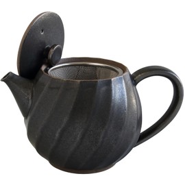 World Create Indigo Flower Hasamiyaki Torsion Pot, Black Glaze, Size (W x D x H): Approx. 4.3 x 6.9 x 0.6 inches (11 x 17.5 x 111 x 11474 cm)