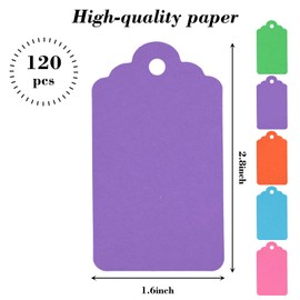 SallyFashion 120PCS Gift Tags with String, Colored Blank Tags Paper Tags Hanging Tags for Birthday Gifts Wedding DIY