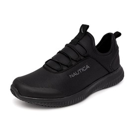 Nautica Slip On Black Non Slip Work Shoes, Safety Water Resistant Chef Kitchen Trabajo Zapatos Restaurant or Food Service Sneakers - Comfortable and Lightweight for Men and Women-Leda-Black 1-8.5
