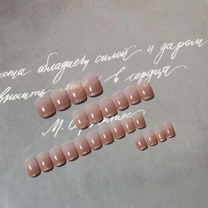 mallnoo 24 Pcs Set Nail Tips Jelly Pink Super Cute