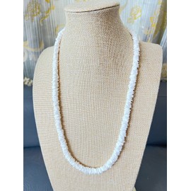 Native Treasure 24" Mens and Womens Tropical Summer Beach Surfer Necklace From the Philippines, White Ark Shells