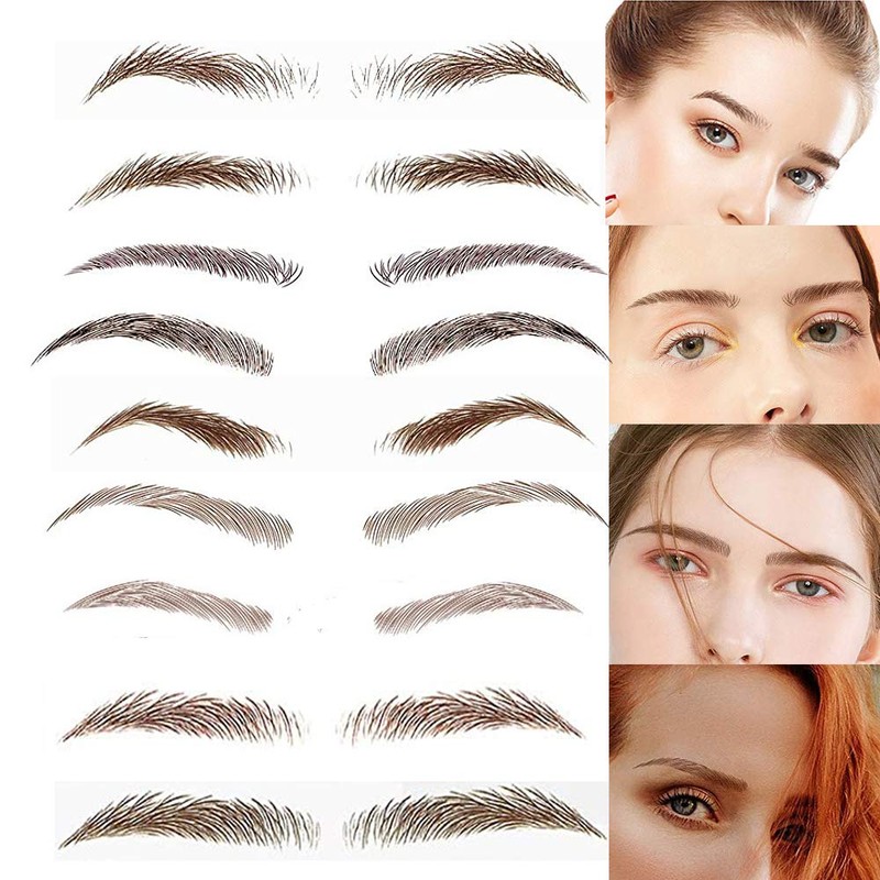 Yesallwas 9 Sheets 89 Pairs Eyebrow tattoos brown Realistic Fake