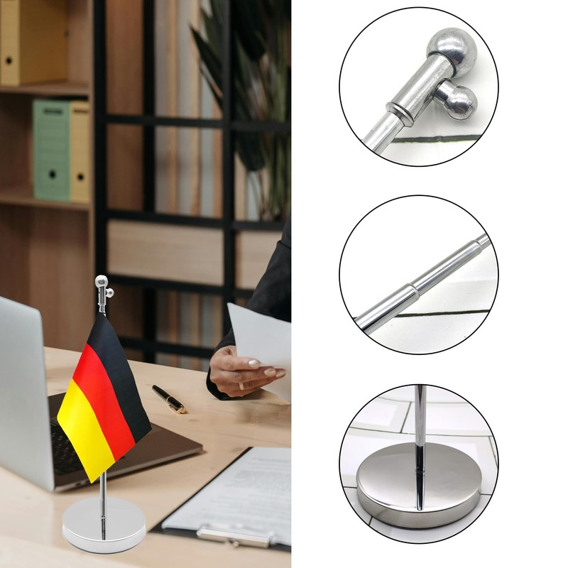 LIANCHEN Table Flag Telescopic Pole with Base, Telescopic Range: 26-65