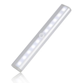 LESHP Motion Sensor Light Rotating 10 LED Night Light with Magnetic Base for Camping, Hallway, Stairway, Closet, Wardrobe Stair (White)