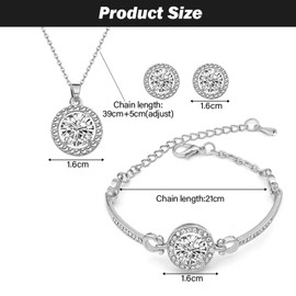 Gkaopi Jewellery Set for Women Necklace Bracelet and Earrings Wedding Bridal Cubic Zirconia Bridesmaid Jewellery for Valentine's Day Mother's Day Birthday YS