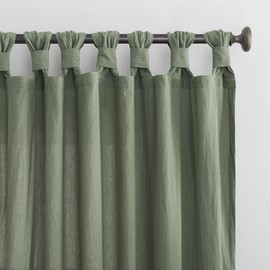 Archaeo Washed Cotton Twist Tab Curtain, 52" x 63", Moss Green 52" x 63" Panel