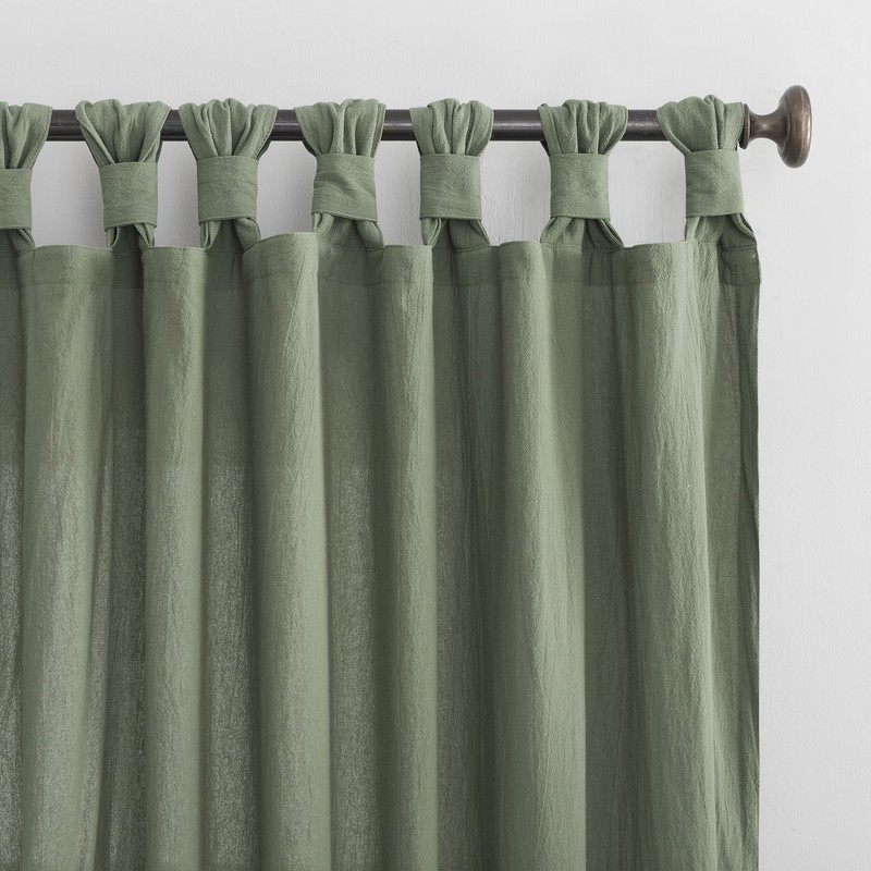 Archaeo Washed Cotton Twist Tab Curtain, 52" x 63", Moss
